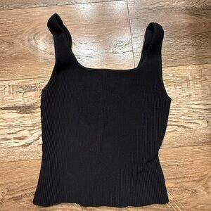 Babaton Sculpted Black Ribbed Knit Top Medium